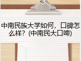 中南民族大学如何，口碑怎么样？(中南民大口啤)