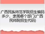 广西民族师范学院招生编码多少，隶属哪个部门(广西民师院招生代码)
