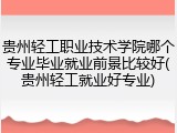 贵州轻工职业技术学院哪个专业毕业就业前景比较好(贵州轻工就业好专业)