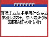 鹰潭职业技术学院什么专业就业比较好，原因是啥(鹰潭职院好就业专业)