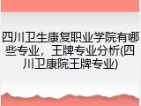 四川卫生康复职业学院有哪些专业，王牌专业分析(四川卫康院王牌专业)