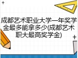 成都艺术职业大学一年奖学金最多能拿多少(成都艺术职大最高奖学金)
