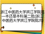 浙江中医药大学滨江学院是一本还是本科第二批(浙江中医药大学滨江学院批次)