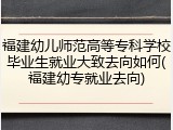 福建幼儿师范高等专科学校毕业生就业大致去向如何(福建幼专就业去向)