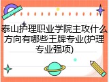 泰山护理职业学院主攻什么方向有哪些王牌专业(护理专业强项)