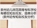 泉州幼儿师范高等专科学校有哪些知名校友，简单分析(泉州幼专知名校友分析)