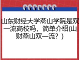 山东财经大学燕山学院是双一流高校吗，简单介绍(山财燕山双一流？)