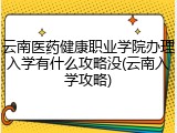 云南医药健康职业学院办理入学有什么攻略没(云南入学攻略)