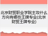 北京财贸职业学院主攻什么方向有哪些王牌专业(北京财贸王牌专业)