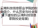 云南科技信息职业学院的校史简介，什么历史与社会背景下建校的(云南科技信息职院校史背景)