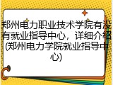 郑州电力职业技术学院有没有就业指导中心，详细介绍(郑州电力学院就业指导中心)