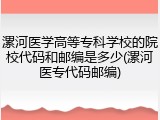 漯河医学高等专科学校的院校代码和邮编是多少(漯河医专代码邮编)