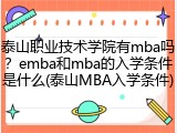 泰山职业技术学院有mba吗？emba和mba的入学条件是什么(泰山MBA入学条件)