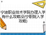 宁波职业技术学院办理入学有什么攻略没(宁职院入学攻略)