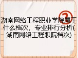 湖南网络工程职业学院属于什么档次，专业排行分析(湖南网络工程职院档次)