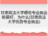 甘肃政法大学哪些专业就业前景好，为什么(甘肃政法大学优势专业就业)