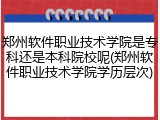 郑州软件职业技术学院是专科还是本科院校呢(郑州软件职业技术学院学历层次)