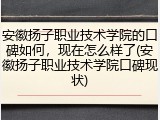 安徽扬子职业技术学院的口碑如何，现在怎么样了(安徽扬子职业技术学院口碑现状)
