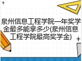 泉州信息工程学院一年奖学金最多能拿多少(泉州信息工程学院最高奖学金)