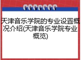 天津音乐学院的专业设置概况介绍(天津音乐学院专业概览)