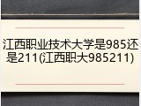 江西职业技术大学是985还是211(江西职大985211)