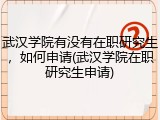 武汉学院有没有在职研究生，如何申请(武汉学院在职研究生申请)
