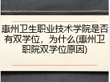 惠州卫生职业技术学院是否有双学位，为什么(惠州卫职院双学位原因)