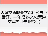 天津交通职业学院什么专业最好，一年招多少人(天津交院热门专业招生)