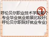 呼伦贝尔职业技术学院哪个专业毕业就业前景比较好(呼伦贝尔职院好就业专业)