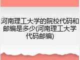 河南理工大学的院校代码和邮编是多少(河南理工大学代码邮编)