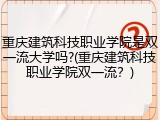 重庆建筑科技职业学院是双一流大学吗?(重庆建筑科技职业学院双一流？)