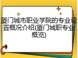 厦门城市职业学院的专业设置概况介绍(厦门城职专业概览)