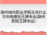 滁州城市职业学院主攻什么方向有哪些王牌专业(滁州职院王牌专业)