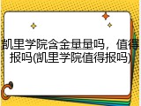 凯里学院含金量量吗，值得报吗(凯里学院值得报吗)