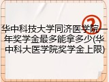 华中科技大学同济医学院一年奖学金最多能拿多少(华中科大医学院奖学金上限)