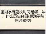 巢湖学院建校时间是哪一年，什么历史背景(巢湖学院何时建校)