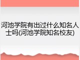 河池学院有出过什么知名人士吗(河池学院知名校友)