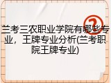 兰考三农职业学院有哪些专业，王牌专业分析(兰考职院王牌专业)