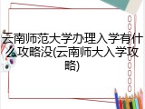 云南师范大学办理入学有什么攻略没(云南师大入学攻略)