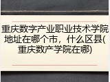重庆数字产业职业技术学院地址在哪个市，什么区县(重庆数产学院在哪)