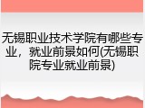 无锡职业技术学院有哪些专业，就业前景如何(无锡职院专业就业前景)