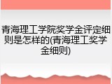 青海理工学院奖学金评定细则是怎样的(青海理工奖学金细则)