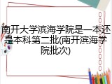 南开大学滨海学院是一本还是本科第二批(南开滨海学院批次)