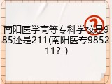 南阳医学高等专科学校是985还是211(南阳医专985211？)