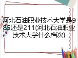 河北石油职业技术大学是985还是211(河北石油职业技术大学什么档次)