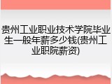 贵州工业职业技术学院毕业生一般年薪多少钱(贵州工业职院薪资)