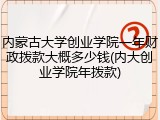 内蒙古大学创业学院一年财政拨款大概多少钱(内大创业学院年拨款)