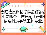 贵阳信息科技学院最好的专业是哪个，详细阐述(贵阳信息科技学院王牌专业)