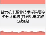 甘肃机电职业技术学院要多少分才能进(甘肃机电录取分数线)