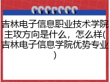 吉林电子信息职业技术学院主攻方向是什么，怎么样(吉林电子信息学院优势专业)